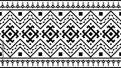 Seamless black traditional tribal geometric pattern