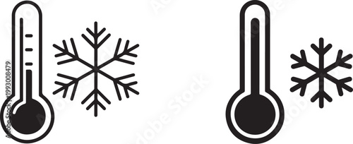 Cold icon set in simple solid and line stroke style, clean vector design for weather, UI, and apps.