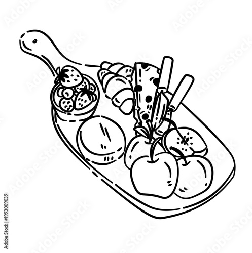 charcuterie picnic set -  cheese, croissant, fruits