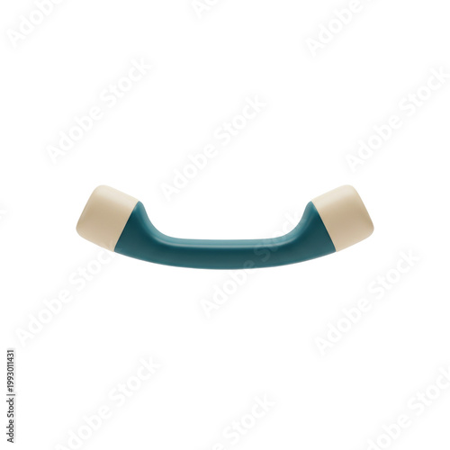 teal and beige Telephone handset, Isolated on transparent background, 3D render style
