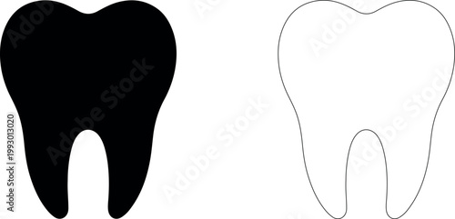 Tooth icon. Dental icons. Teeth in flat and linear design. - vector