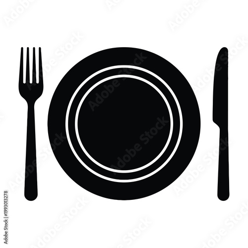 Table setting with plate fork and knife