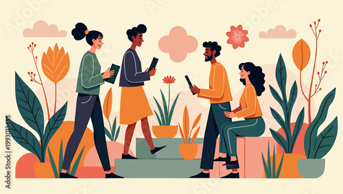A vibrant, minimalist illustration of tropical leaves and geometric shapes. Perfect for backgrounds, branding, or adding a fresh, modern touch to any 