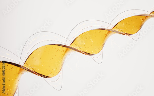 Konstfotografi Transparent golden DNA structure with details, 3d rendering.
