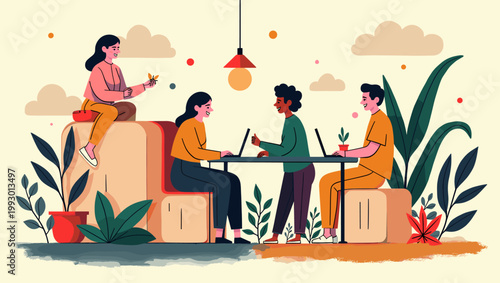 A minimalist illustration of a potted plant brings a touch of nature indoors. Ideal for wellness content, home decor blogs, or branding related to org