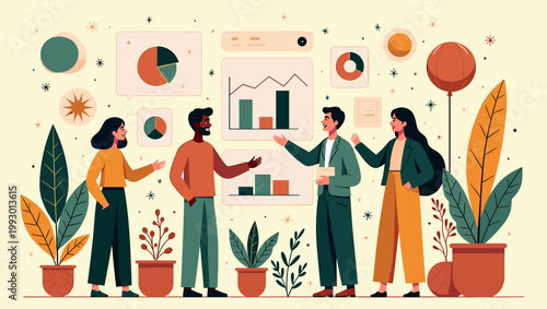 A soothing illustration of a potted plant. Perfect for websites, blogs, or marketing materials needing a touch of nature and calm, promoting well-bein