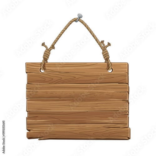 Rustic Hanging Wooden Sign Illustration