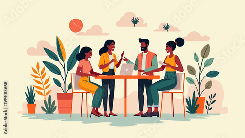 This clean and modern illustration of a potted plant evokes a sense of calm and growth, perfect for websites, branding, or editorial content focused o