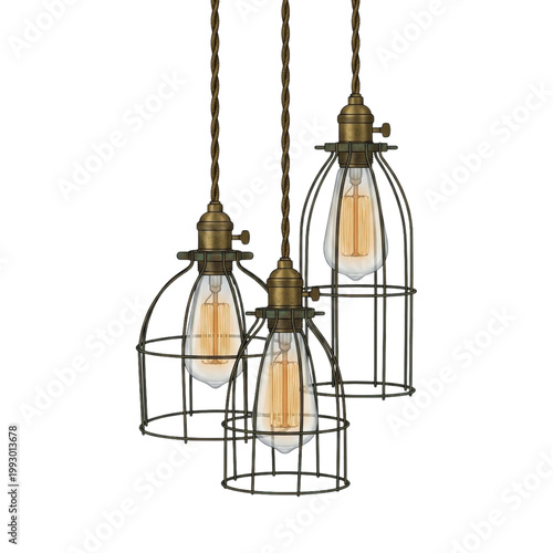 Edison Industrial Pendant Light with Iron Wire Cage