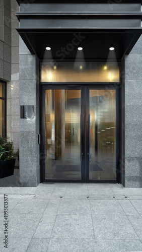 Modern Glass Entrance Door of Commercial Building