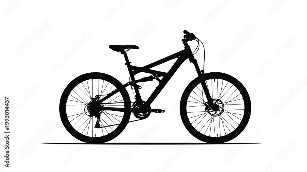 Fototapeta premium Mountain bike depicted in a stark black outline a striking silhouette