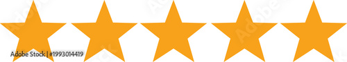 Yellow five Star icon on transparent background