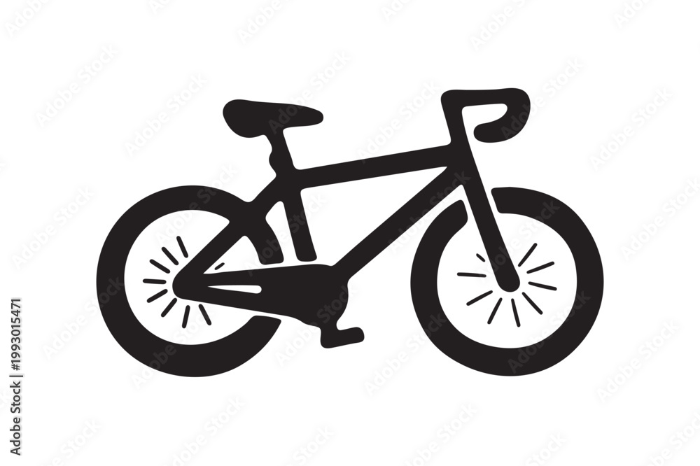 Fototapeta premium Minimalist bicycle silhouette icon isolated on white background.