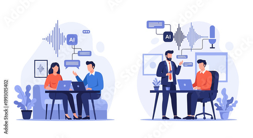 Artificial intelligence voice assistant technology concept illustration.