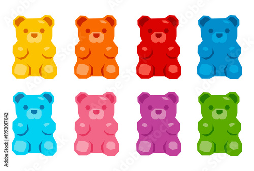 set gummy bear vector isolated on white background.	