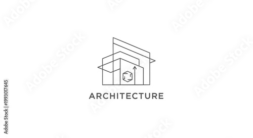 Architecture icon, building design symbol, line art logo, minimalist blueprint