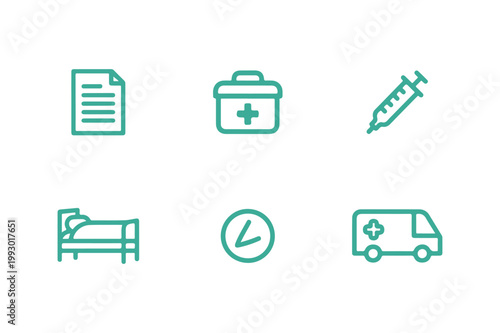 Hospital Icon Set Medical Healthcare Line Vector Pack