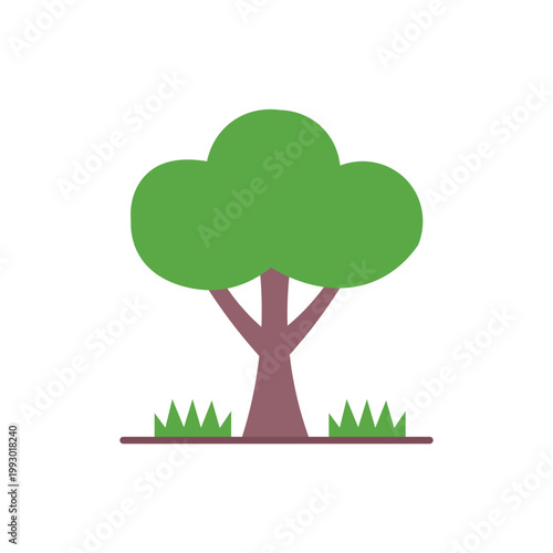  Simple Tree Illustration Nature Plant Flat Design Icon.