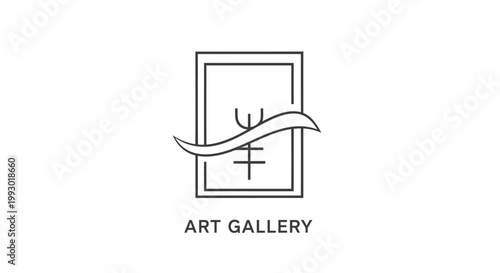 Minimalist art gallery logo, vector icon, black lines, simple design, art space branding