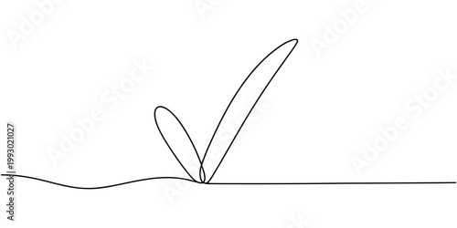 Single black line forming a check mark symbol on white background checkmark sign correct