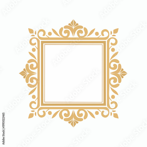 Ornate Golden Square Frame with Swirls and Flourishes