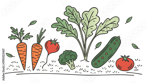Fresh, colorful garden vegetables arranged on a white background, representing healthy eating and organic produce.