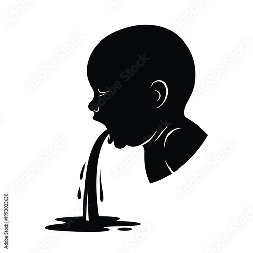 Baby Vomiting Silhouette Icon infant child