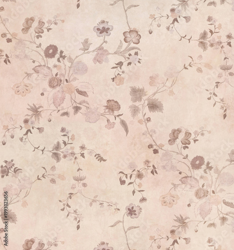 Collection of vintage muted earthy floral and botanical seamless patterns