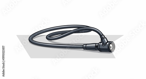 A black medical instrument with a flexible tube and eyepiece