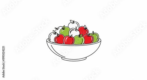 A bowl overflowing with red, green, and white apples
