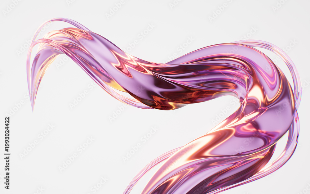 Obraz premium Flowing transparent curve lines background, 3d rendering.