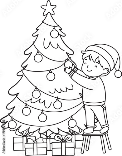 Child Decorating Christmas Tree