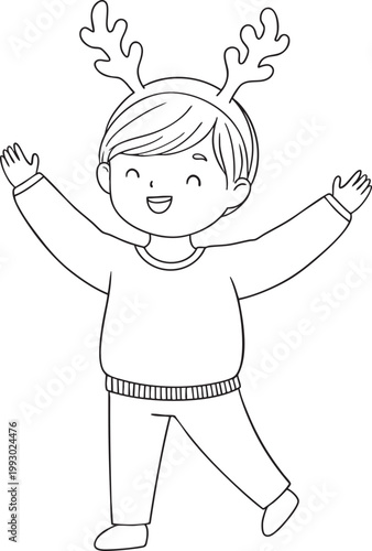Boy Wearing Antlers Illustration