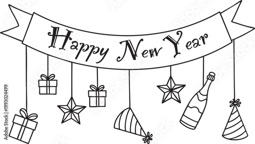 Happy New Year Banner Illustration