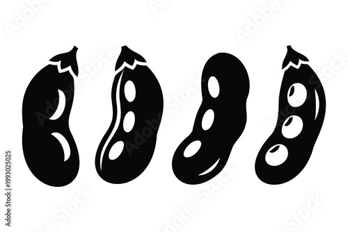 Bean Pod Silhouettes with Beans bean, pod, vegetable, food, ingredient, organic