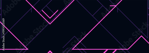 Neon geometric lines on dark backdrop abstract background with glowing magenta angles, layered grids, subtle illumination, electric violet highlights, high contrast composition evoking sleek cyberpunk