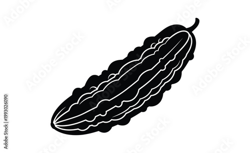 Bitter melon vegetable silhouette on white background
