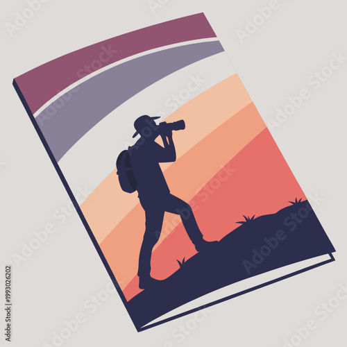 Silhouette of a photographer with backpack on a mountain slope photographer photography silhouette backpack mountain climbing landscape outdoors adventure exploration photographing