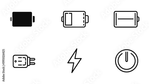 Charging Up Icons: A collection of meticulously crafted, minimalist icons portraying essential power symbols for the modern era.