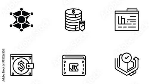 Financial Icon Set: A selection of six financial icons.