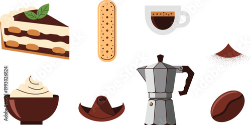 Mexican Street Food and Taco Vector Icon Set Featuring Beef Tacos, Burritos, Nachos, Quesadilla, Avocado, Lime, Jalapeno, Churro, and Food Truck Sign