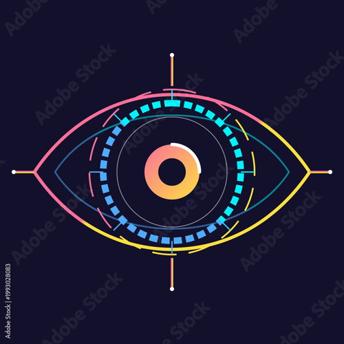 Abstract digital eye icon representing artificial intelligence and futuristic vision.