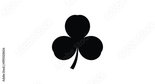 A stark minimalist depiction of a black clover against a bright white background showcasing simple elegance high quality