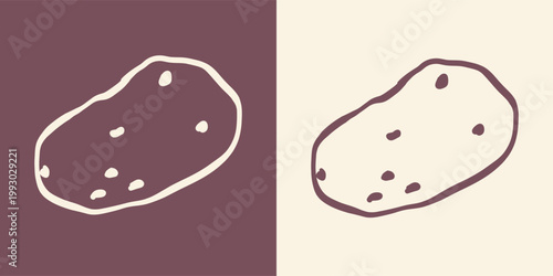 Hand drawn cluster of brown or white potatoes food vegetable . Minimalist vector illustration clean vegetable line art is ideal for organic farm branding and healthy cooking recipes .