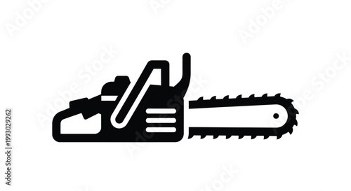 Black Chainsaw Icon On White Background tool power tool