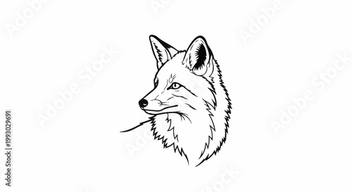 Stylized line drawing of a fox's head in profile, looking left