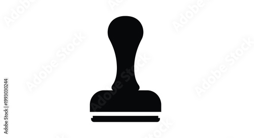 A stark black silhouette depicts a traditional rubber stamp poised for imprinting on a surface high quality professional