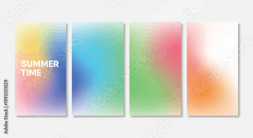 Summer Time, Gradient Backgrounds, Colorful Panels, Vector Set