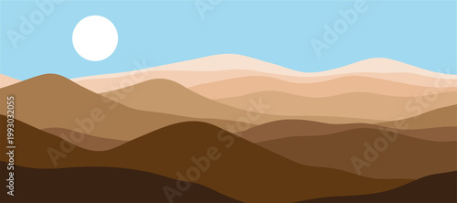 Abstract landscape poster. Nature wall decor contemporary art print, mid century mountain background. Vector illustration