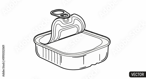 Outline of an opened tin can with pull tab